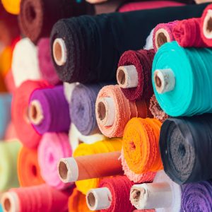 colorsful fabric silk rolls in textile shop industry from india